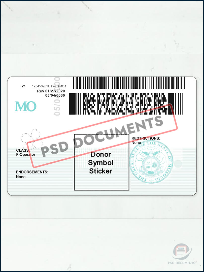 PsdDocuments Missouri Driving License PSD Template New V2 1