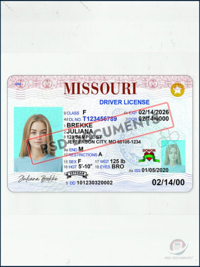 PsdDocuments – Missouri Driving License PSD Template New (V2) 2