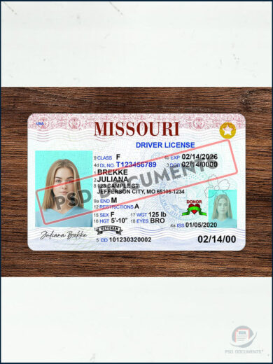 PsdDocuments Missouri Driving License PSD Template New V2 5