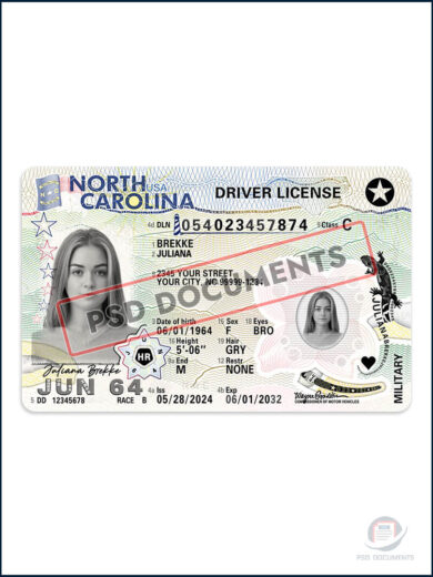 PsdDocuments – North Carolina Driver License PSD Template – (V2) 1