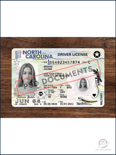 PsdDocuments North Carolina Driver License PSD Template V2 2