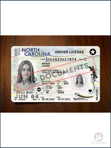 PsdDocuments North Carolina Driver License PSD Template V2 3