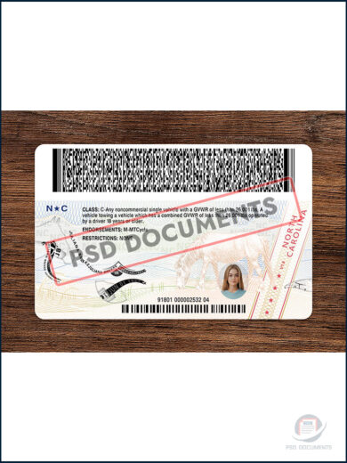 PsdDocuments North Carolina Driver License PSD Template V2 5