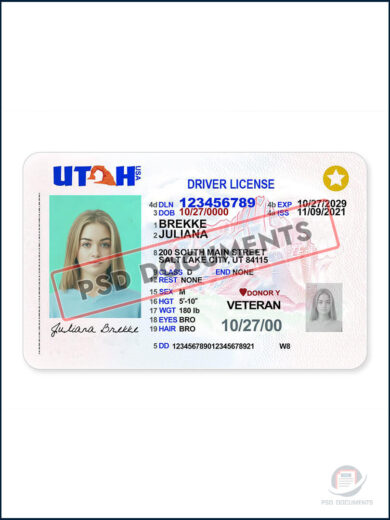 PsdDocuments – Utah Driver License Template New (V2) 1