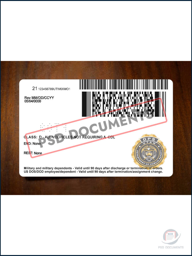 PsdDocuments Utah Driver License Template New V2 4